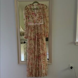 Needle & Thread Pink Floral Long Sleeve Dress